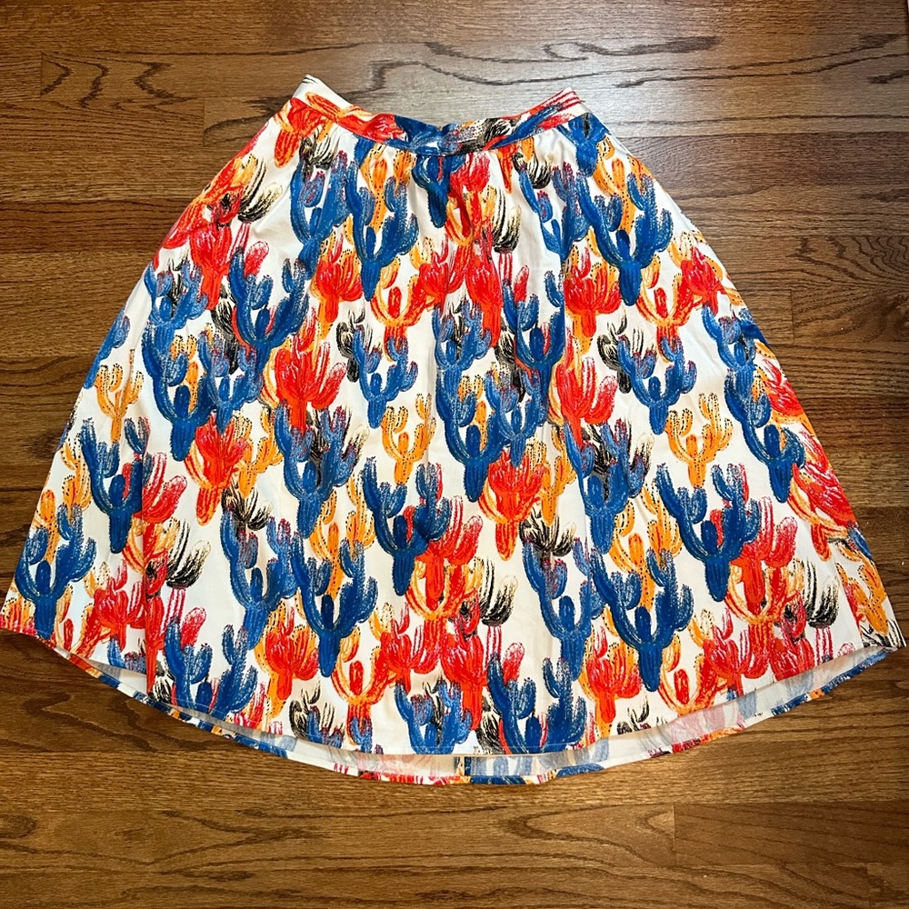 Cece lined skirt cactus print with pockets